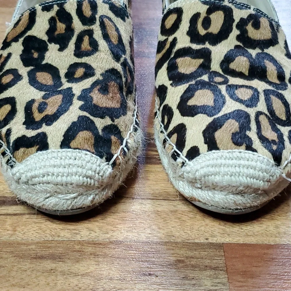 Sam Edelman Khloe Calf Hair Espadrille Leopard Print Leather 8.5